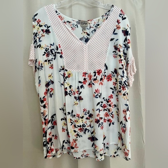 Como Vintage Tops - Como Vintage Floral & Polka Dot Boho Blouse Women’s XL